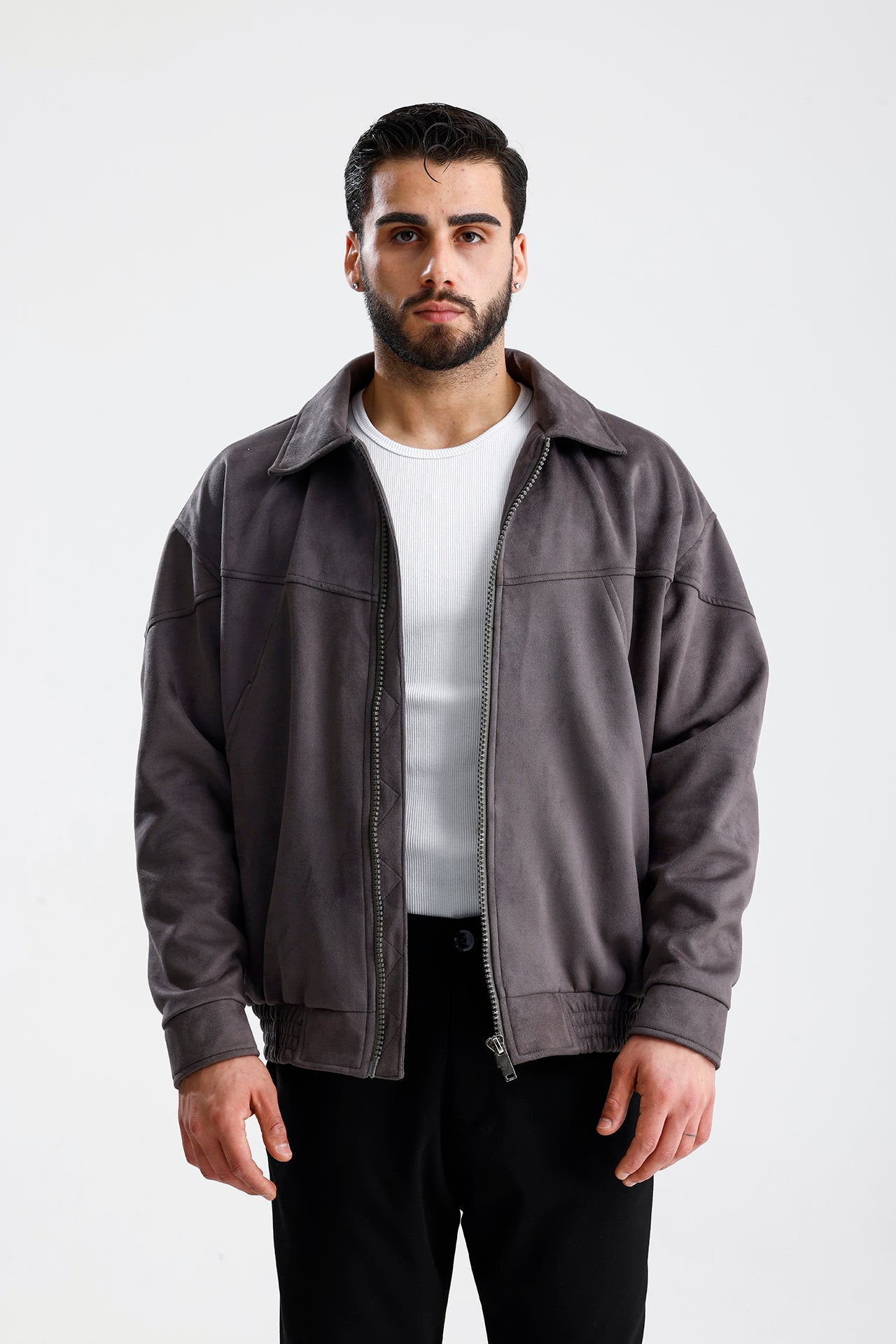 Süet Oversize Bomber Ceket