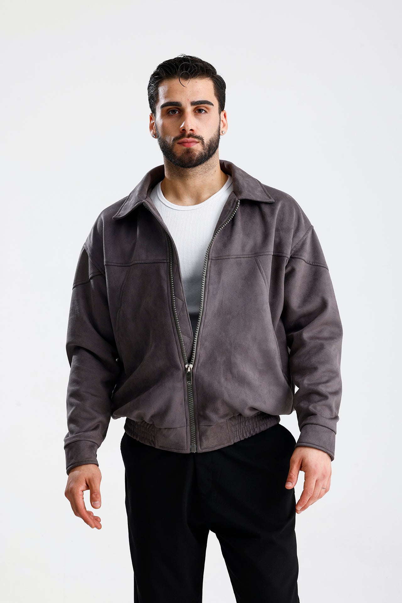 Süet Oversize Bomber Ceket