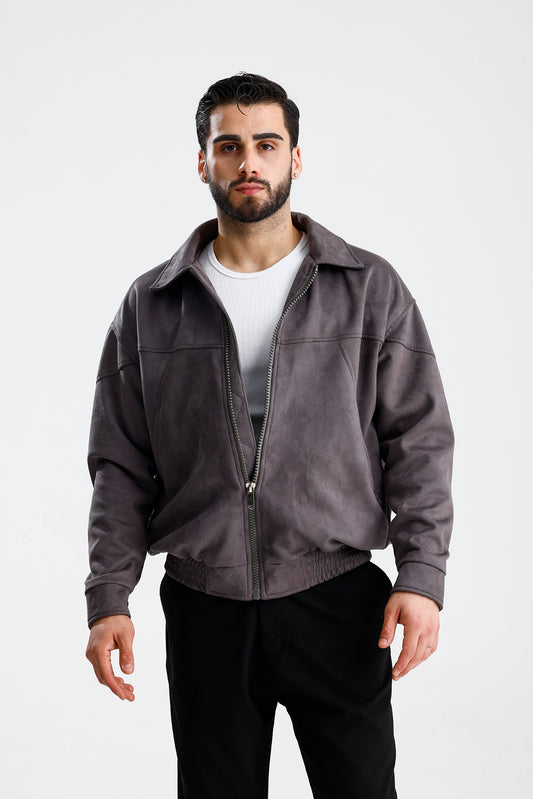 Süet Oversize Bomber Ceket