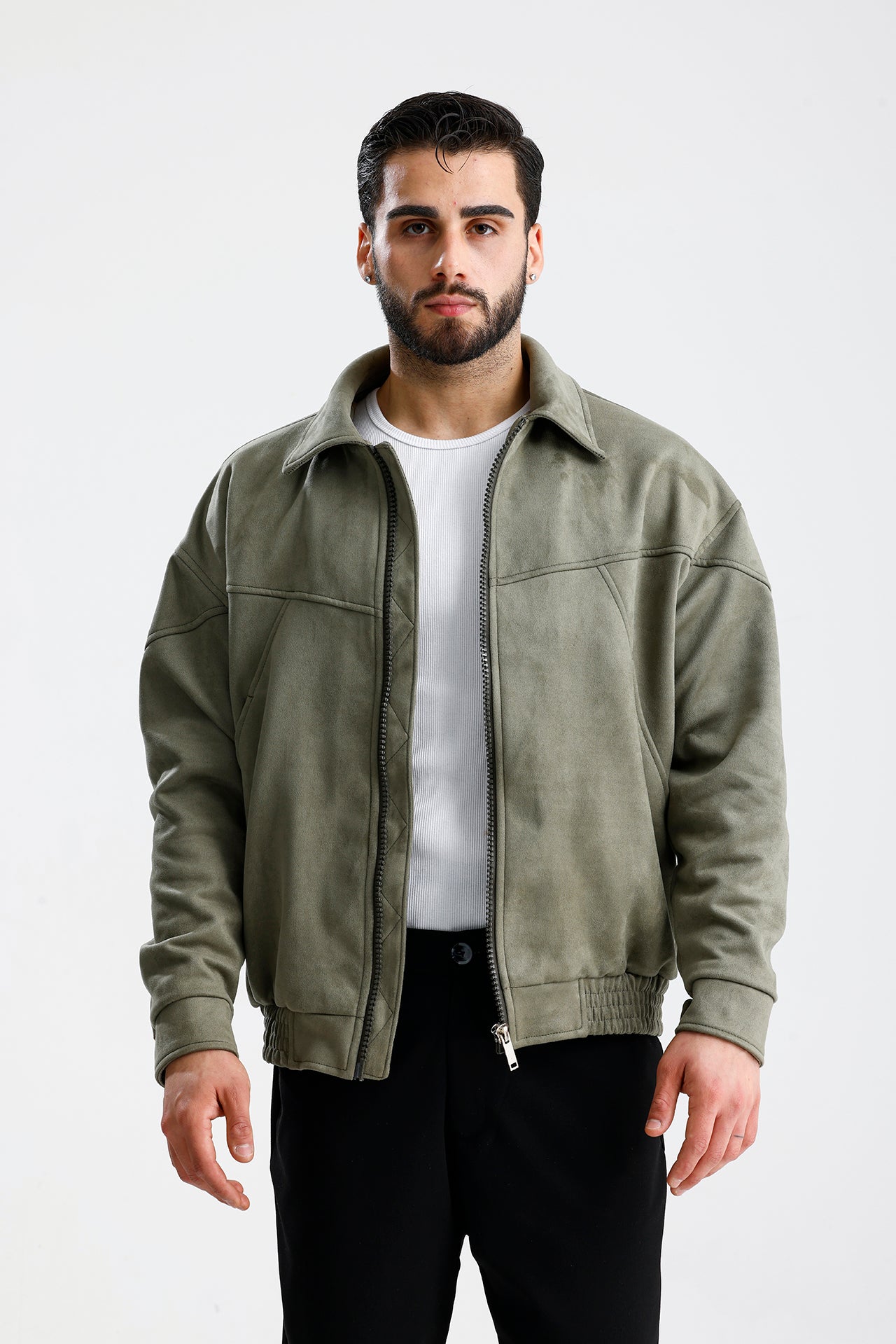 Süet Oversize Bomber Ceket