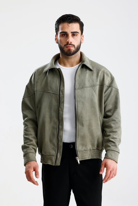 Süet Oversize Bomber Ceket