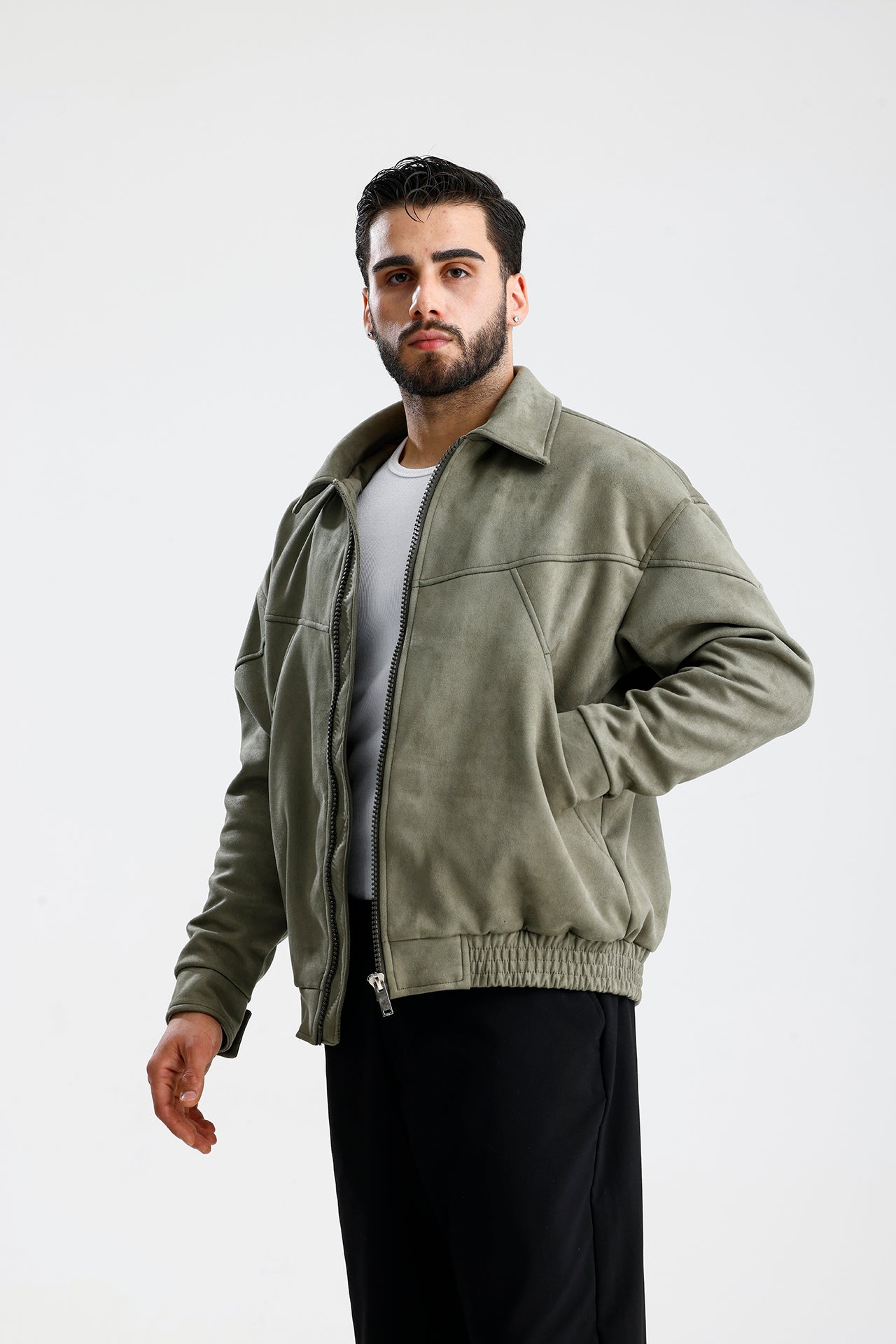 Süet Oversize Bomber Ceket