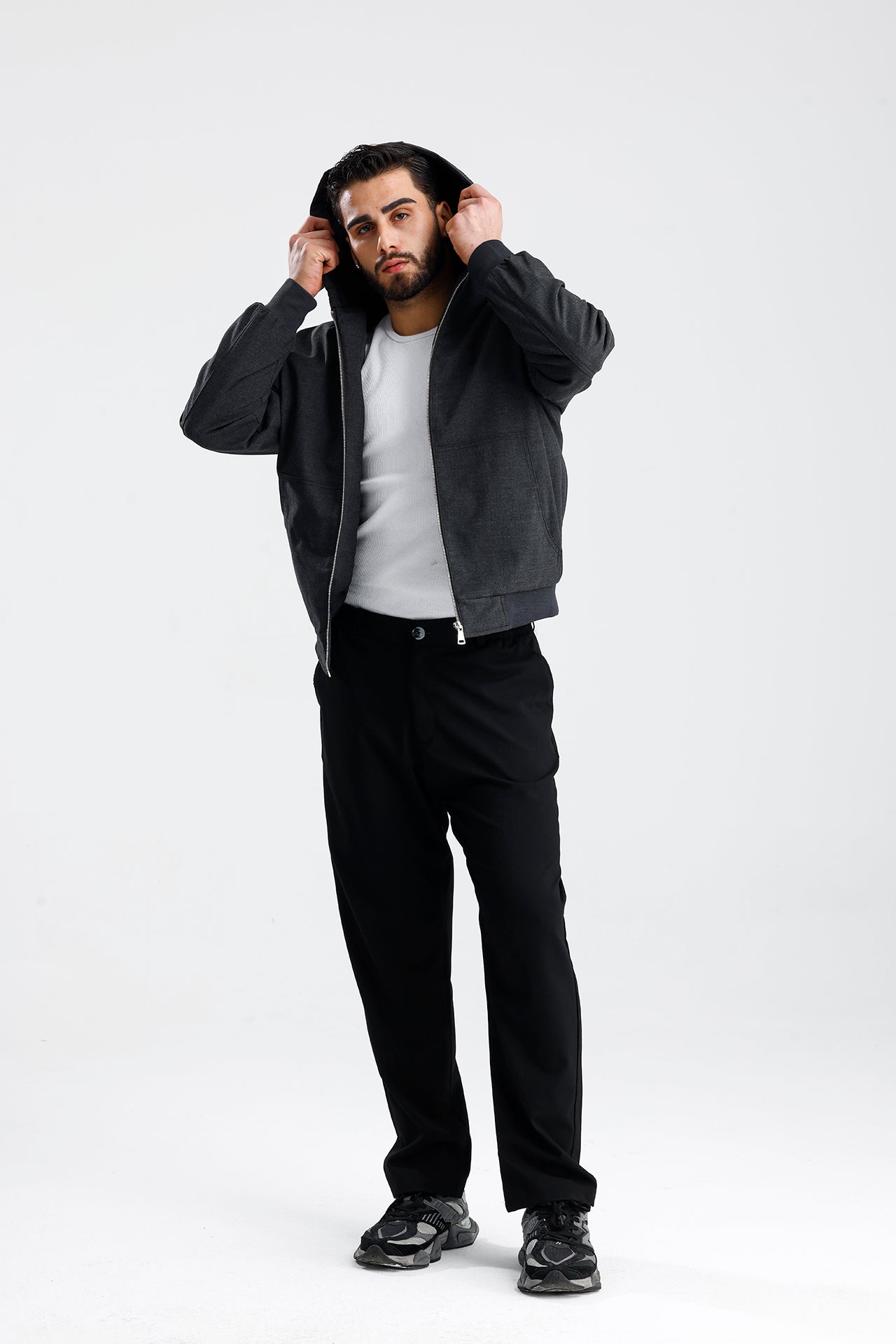 Gabardin Kapüşonlu Oversize Mont