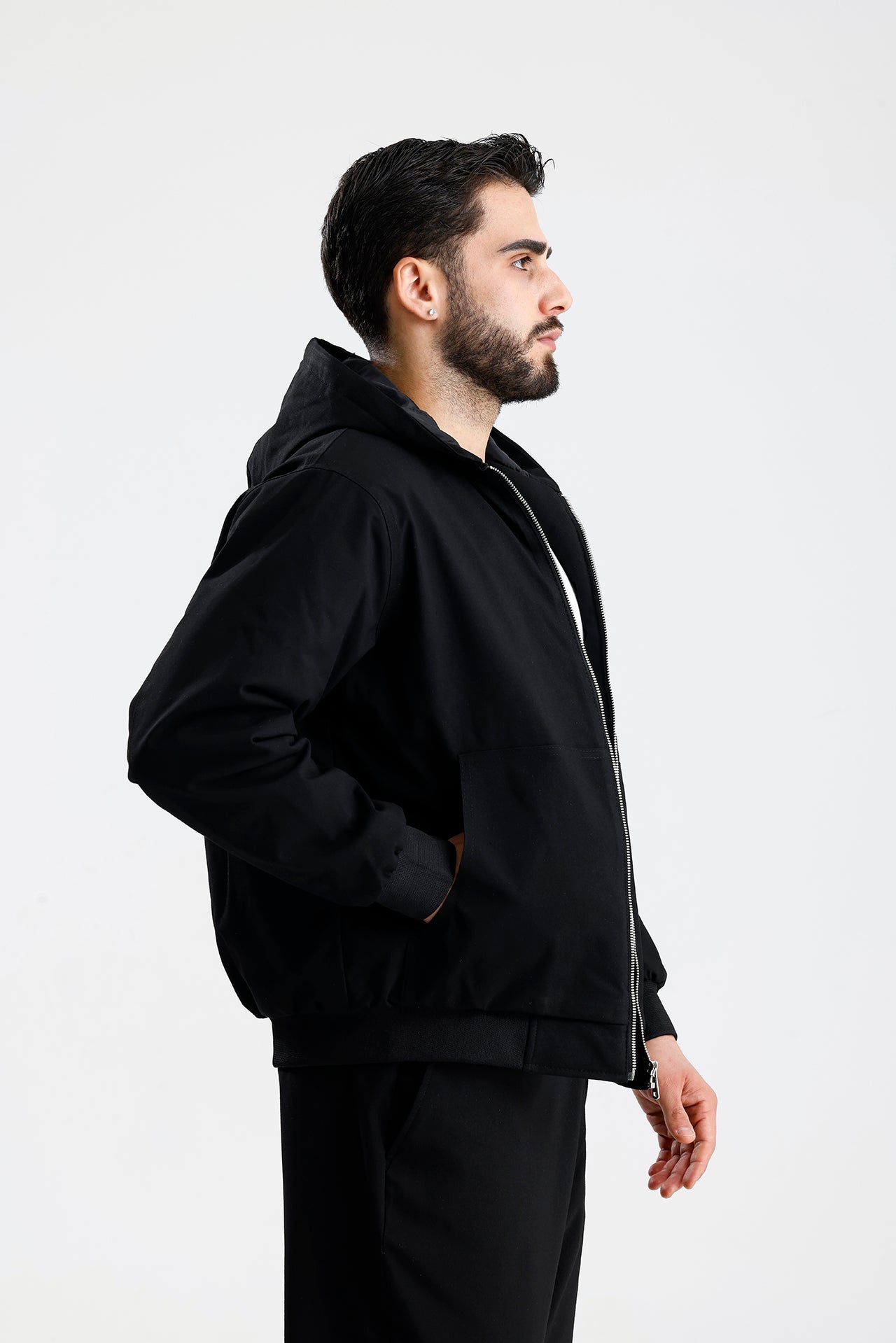 Gabardin Kapüşonlu Oversize Mont