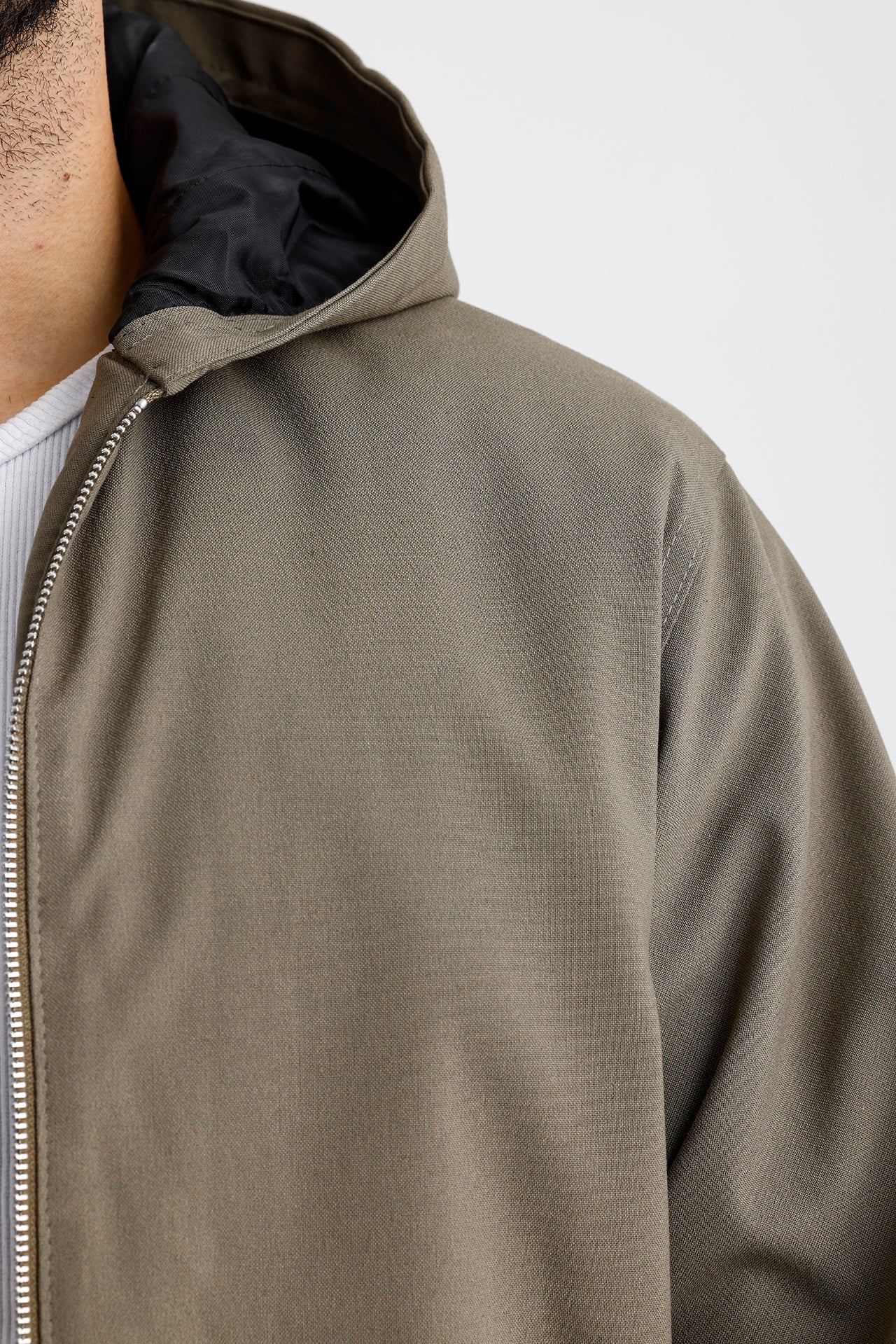 Gabardin Kapüşonlu Oversize Mont