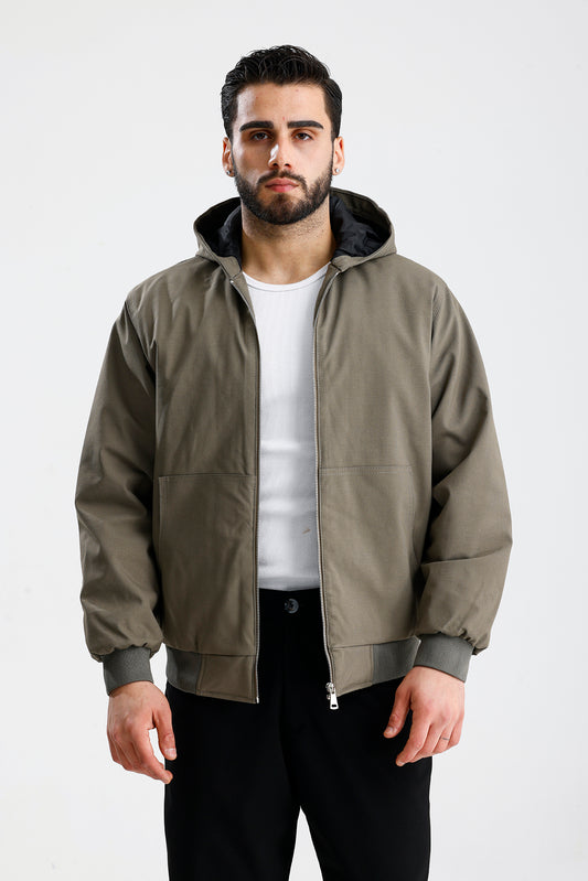 Gabardin Kapüşonlu Oversize Mont