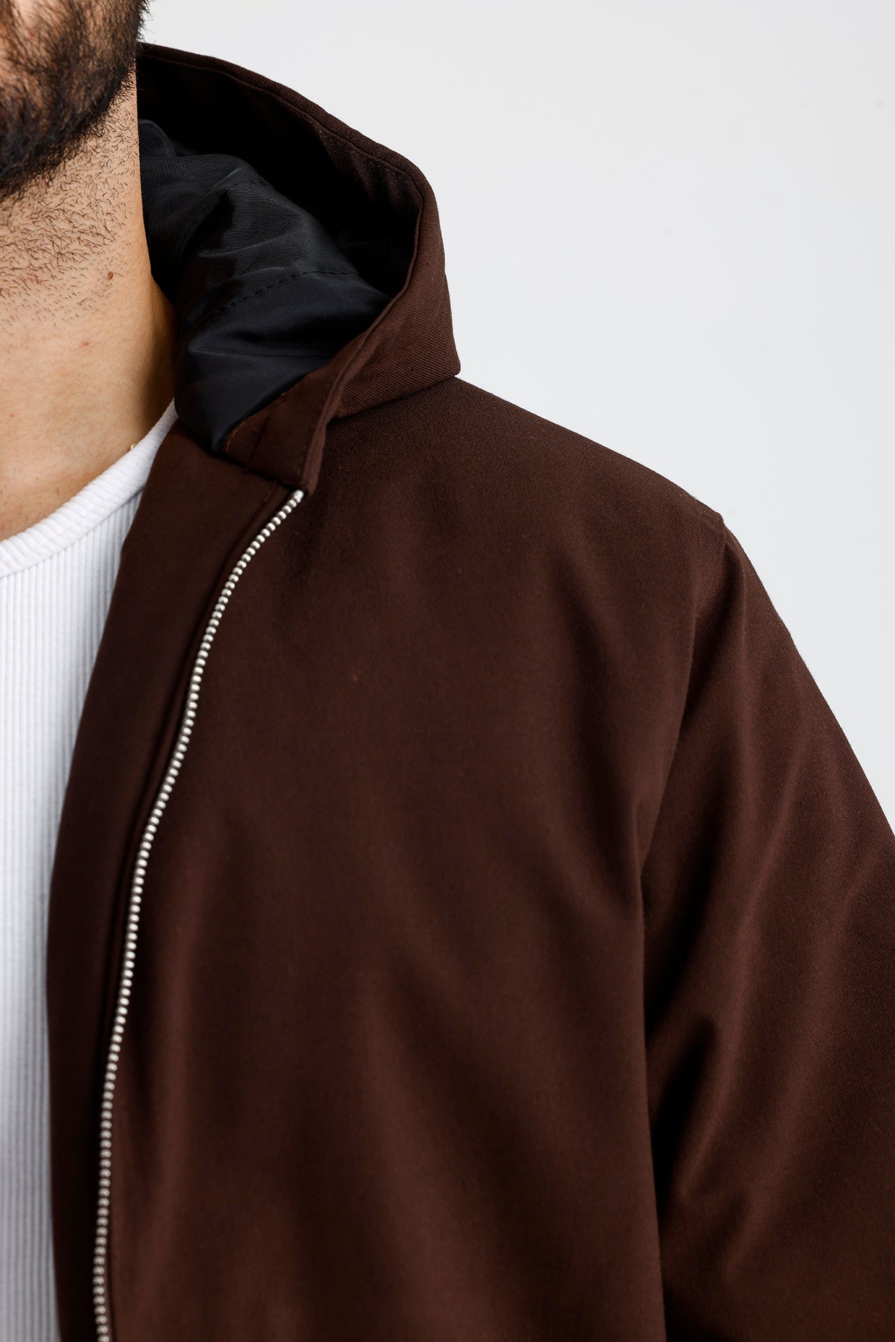 Gabardin Kapüşonlu Oversize Mont