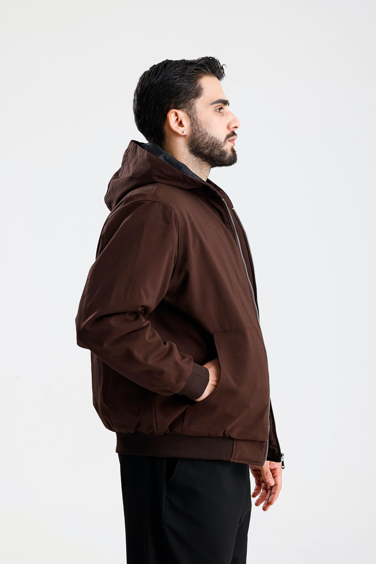 Gabardin Kapüşonlu Oversize Mont