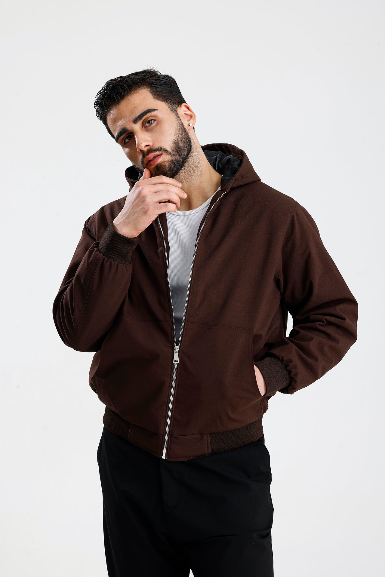 Gabardin Kapüşonlu Oversize Mont