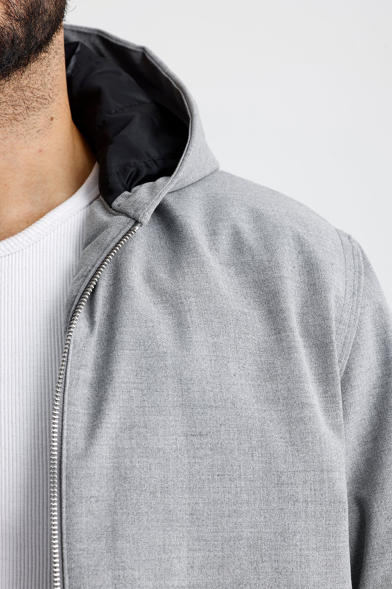 Gabardin Kapüşonlu Oversize Mont