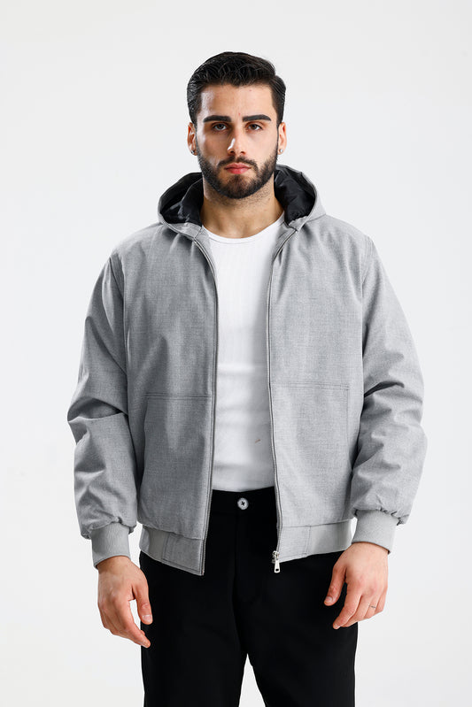 Gabardin Kapüşonlu Oversize Mont