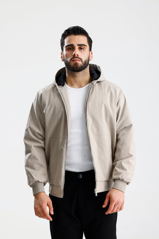 Gabardin Kapüşonlu Oversize Mont