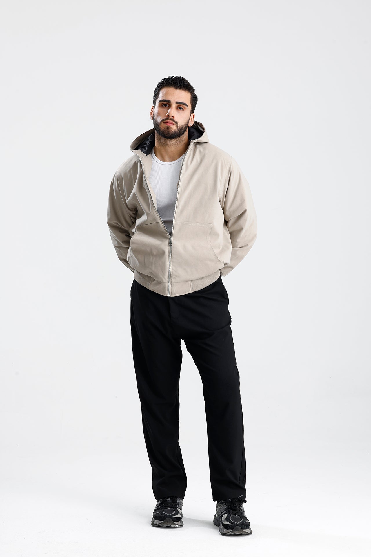 Gabardin Kapüşonlu Oversize Mont