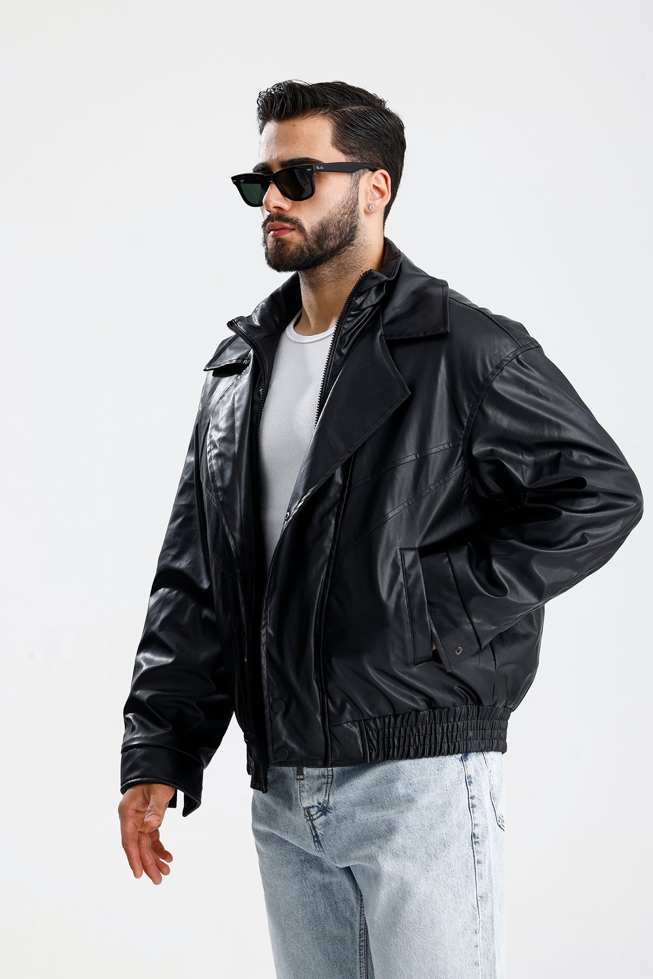 90's Kruvaze Vintage Oversize Bomber Deri Ceket