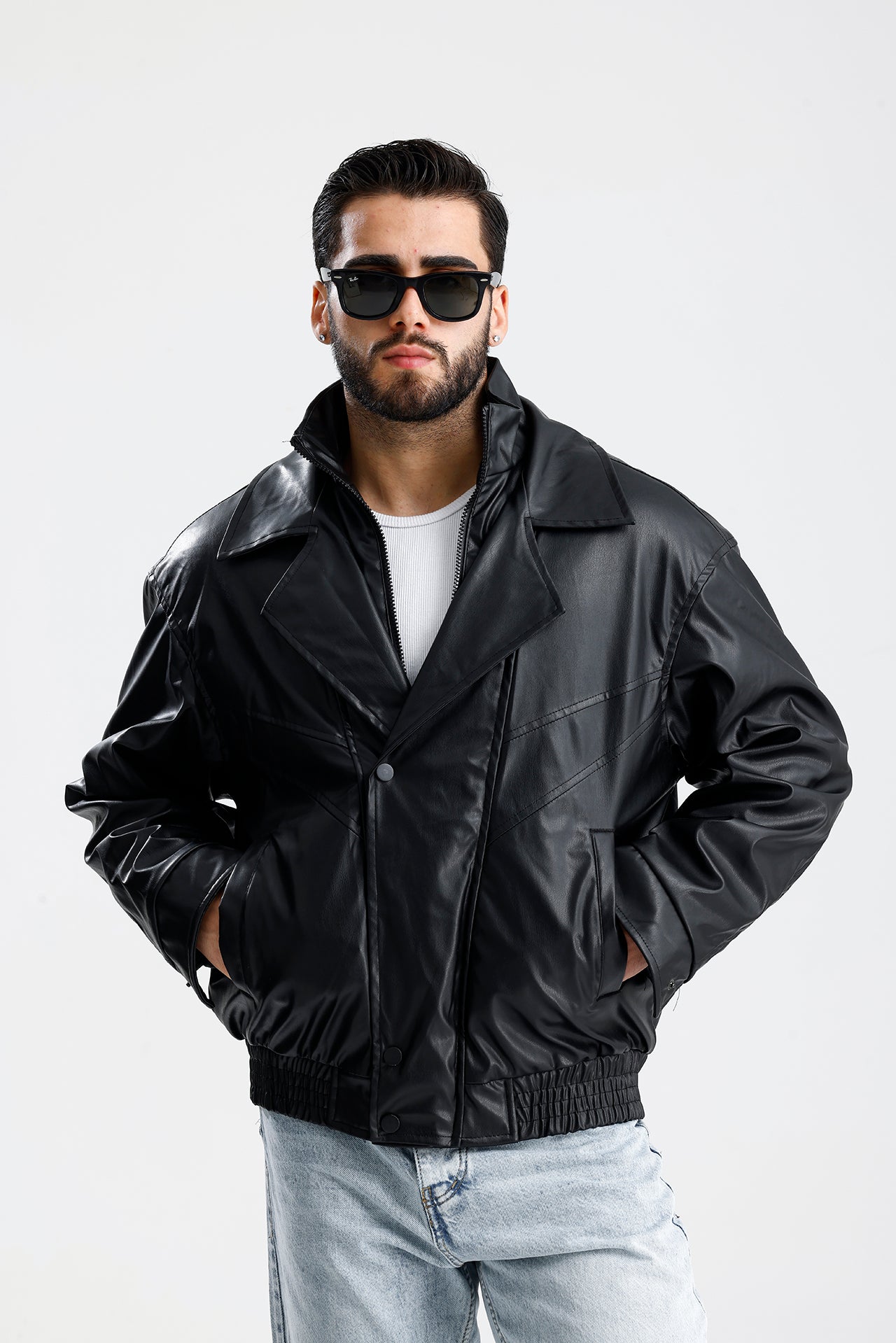 90's Kruvaze Vintage Oversize Bomber Deri Ceket