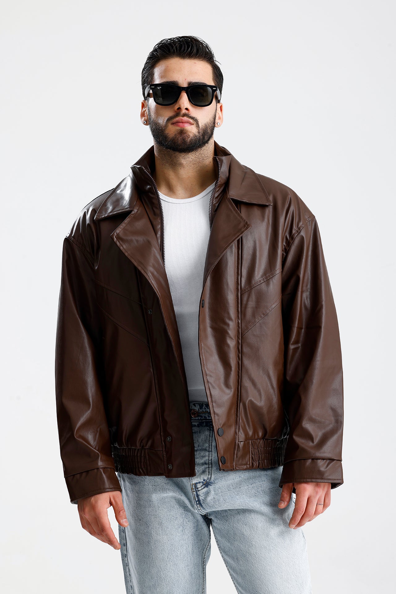 90's Kruvaze Vintage Oversize Bomber Deri Ceket