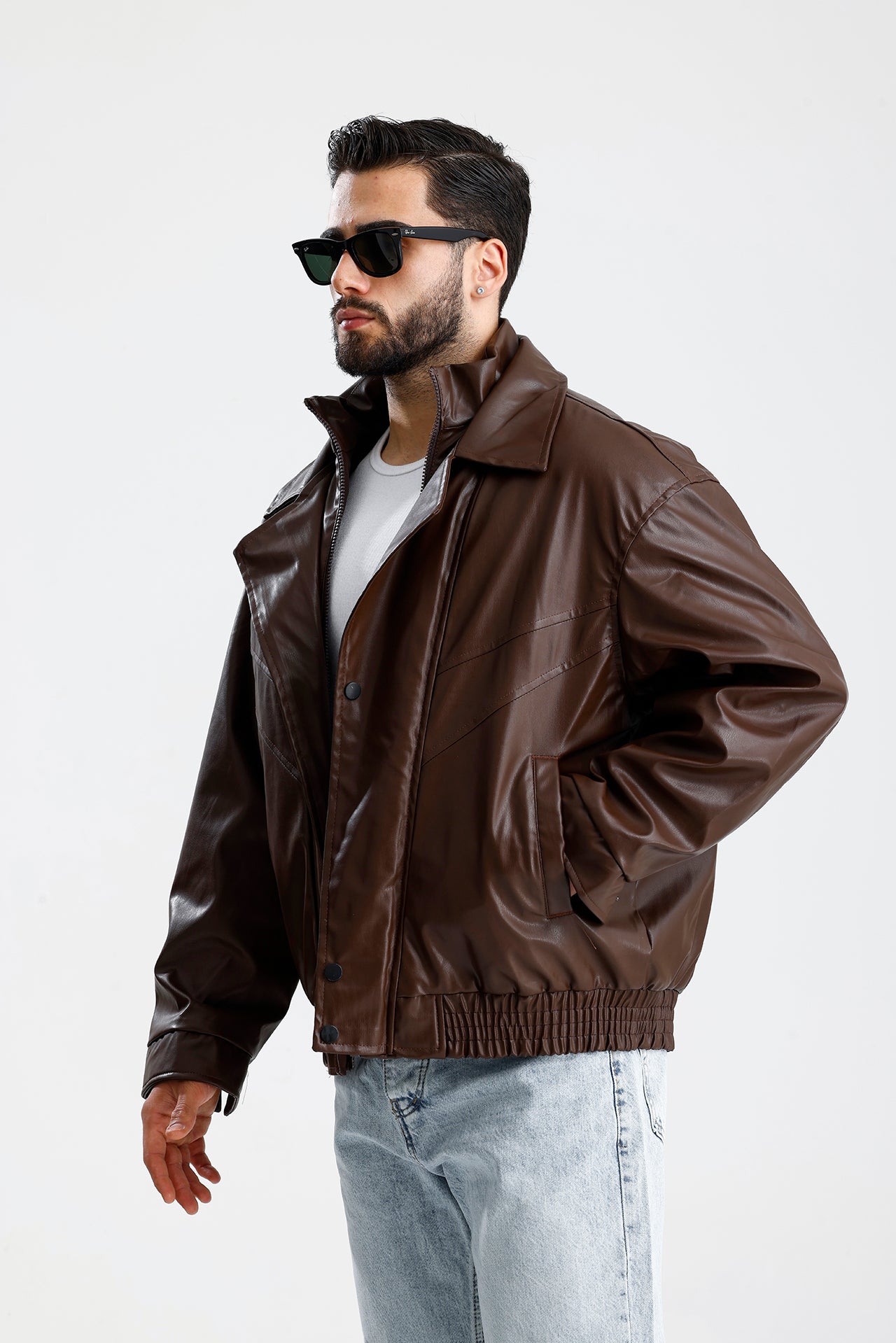 90's Kruvaze Vintage Oversize Bomber Deri Ceket