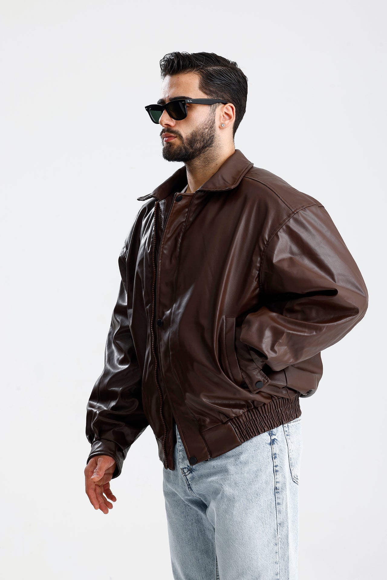 Oversize Bomber Deri Ceket