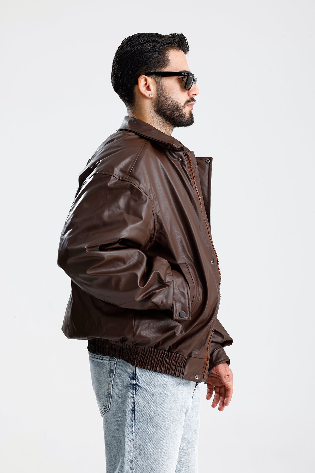 Oversize Bomber Deri Ceket