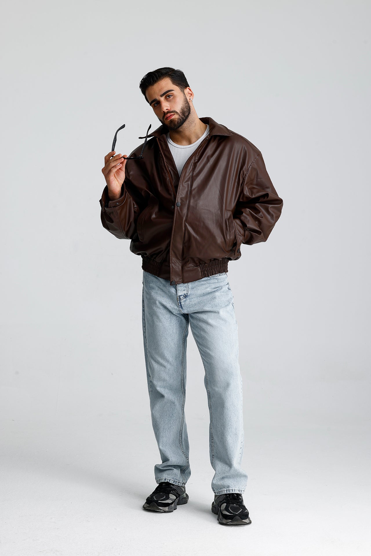 Oversize Bomber Deri Ceket