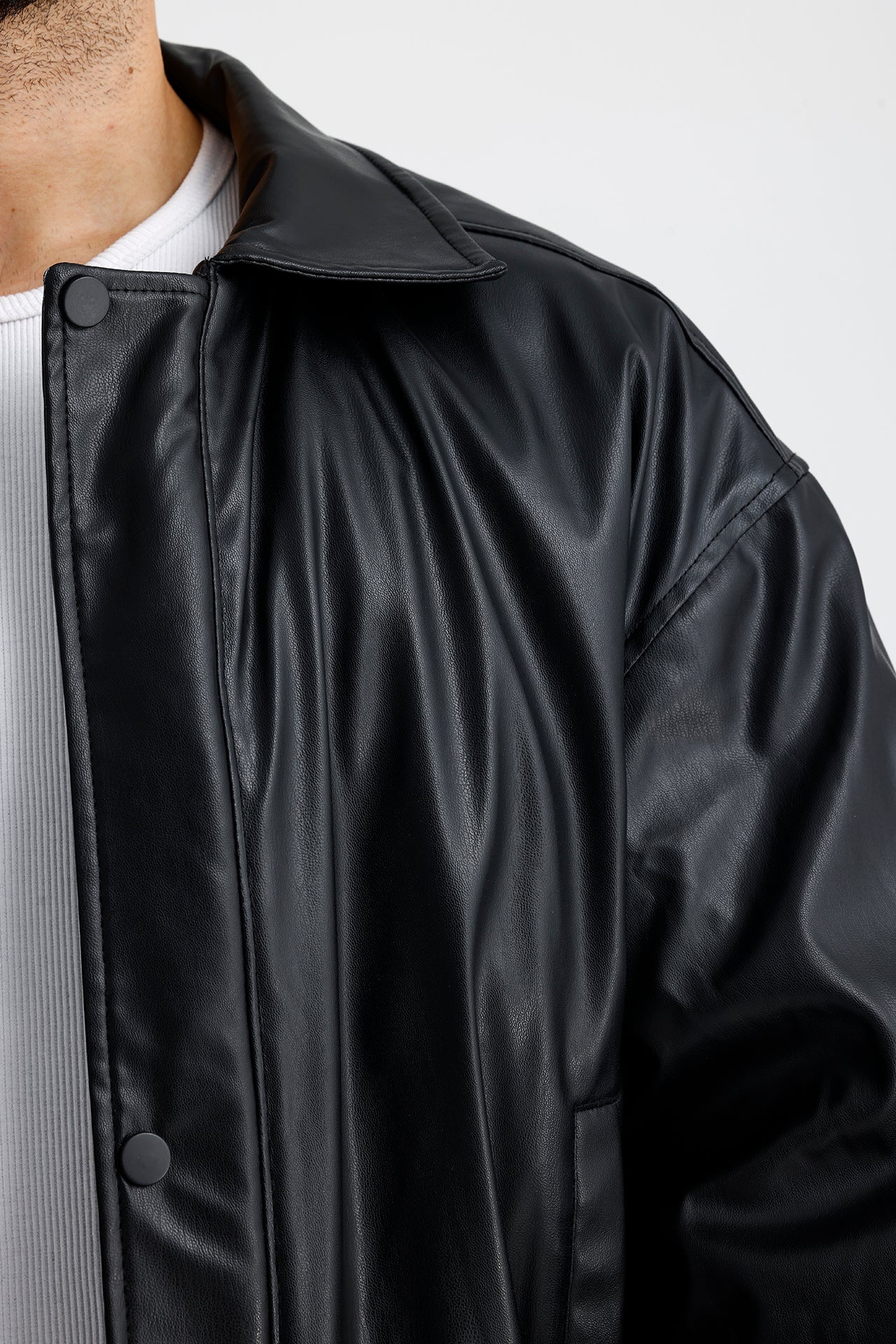 Oversize Bomber Deri Ceket