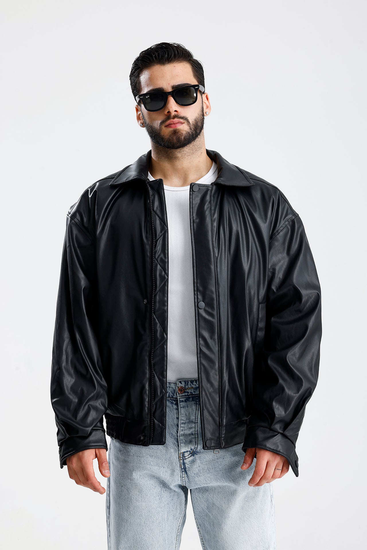 Oversize Bomber Deri Ceket