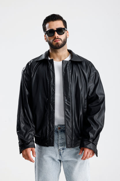 Oversize Bomber Deri Ceket