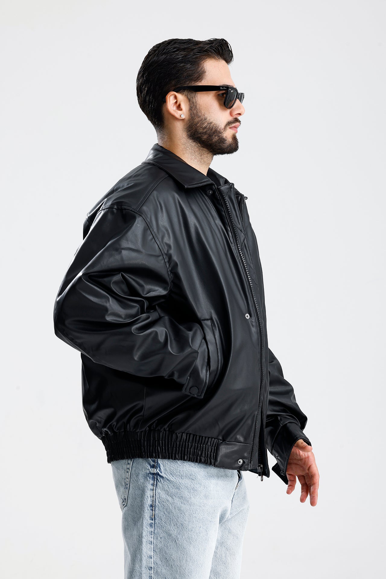 Oversize Bomber Deri Ceket