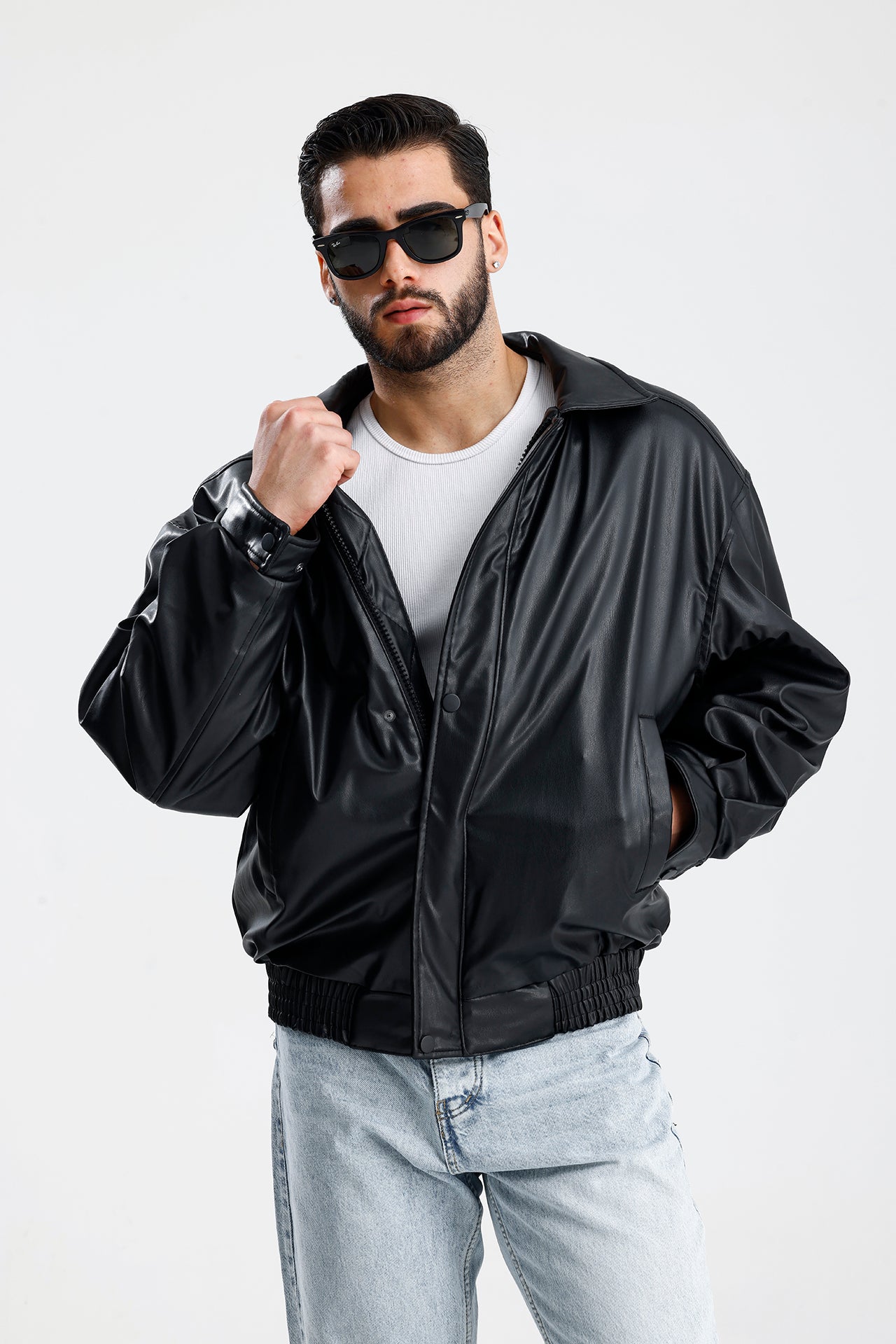 Oversize Bomber Deri Ceket
