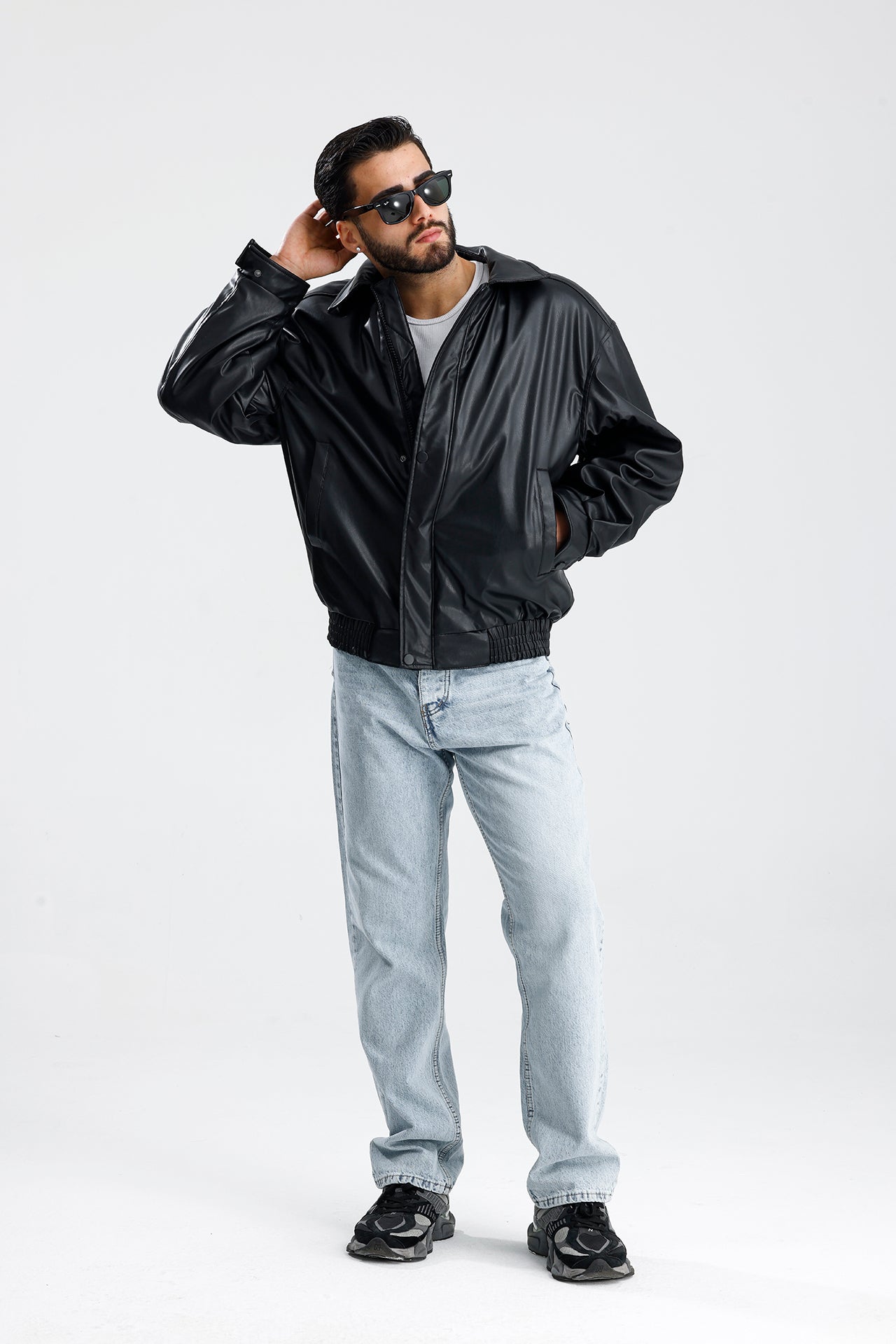 Oversize Bomber Deri Ceket