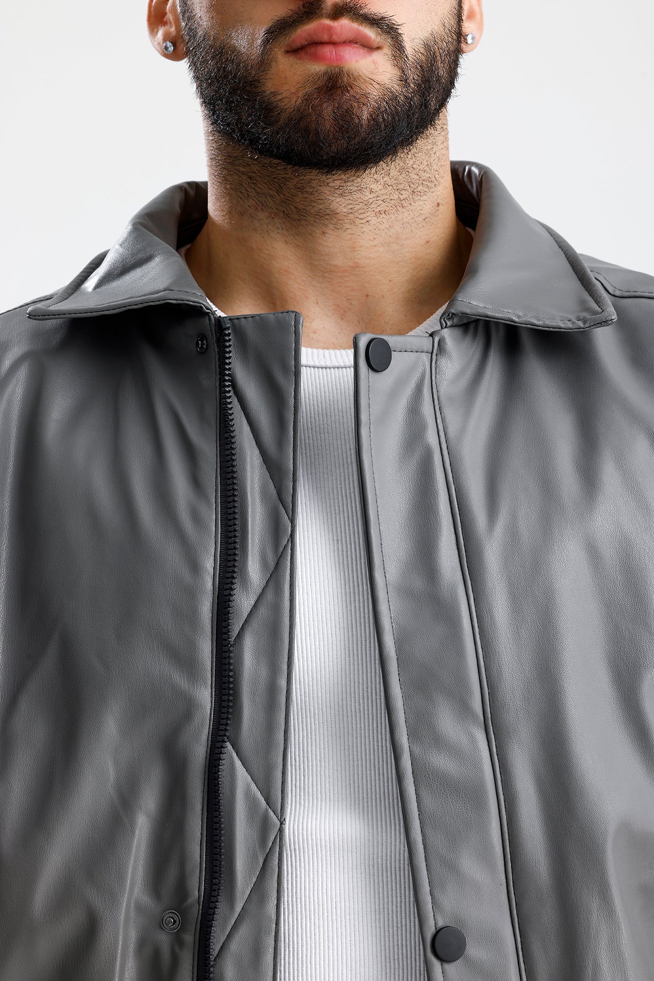 Oversize Bomber Deri Ceket