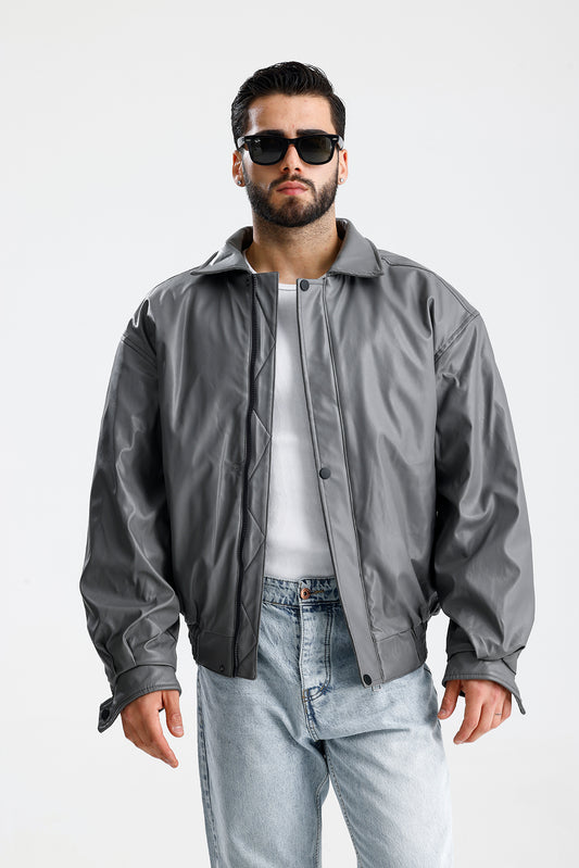 ZR Oversize Bomber Deri Ceket
