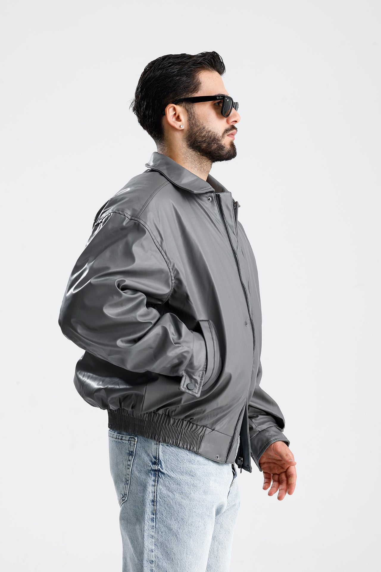 Oversize Bomber Deri Ceket