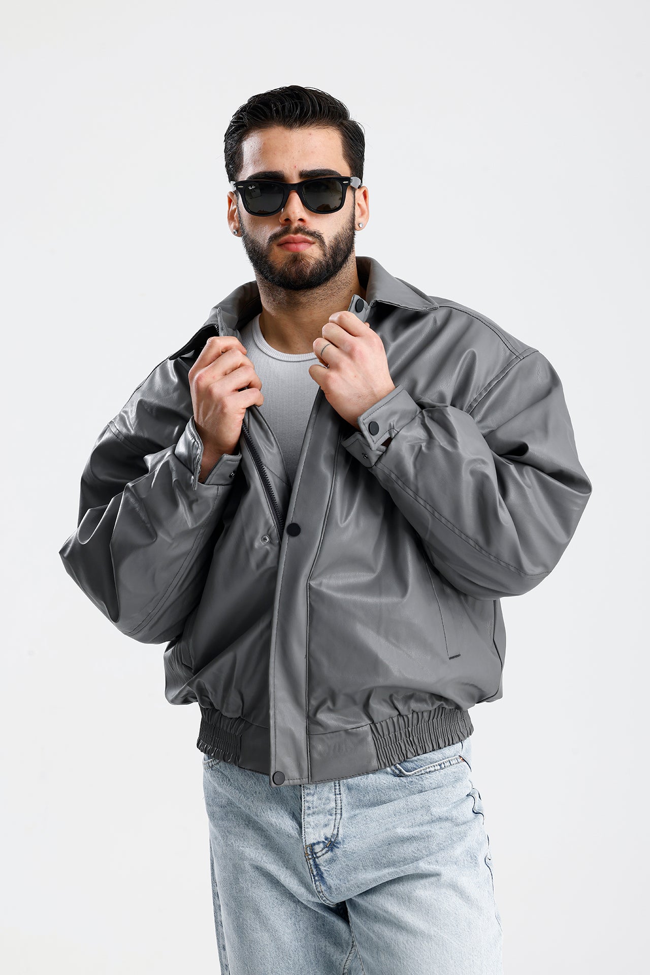 Oversize Bomber Deri Ceket