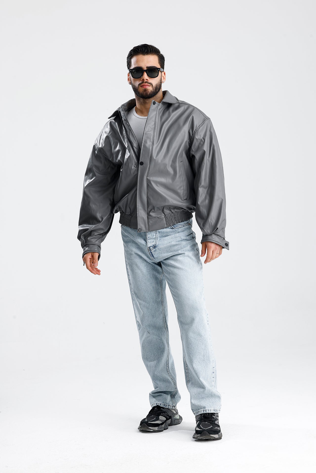 Oversize Bomber Deri Ceket