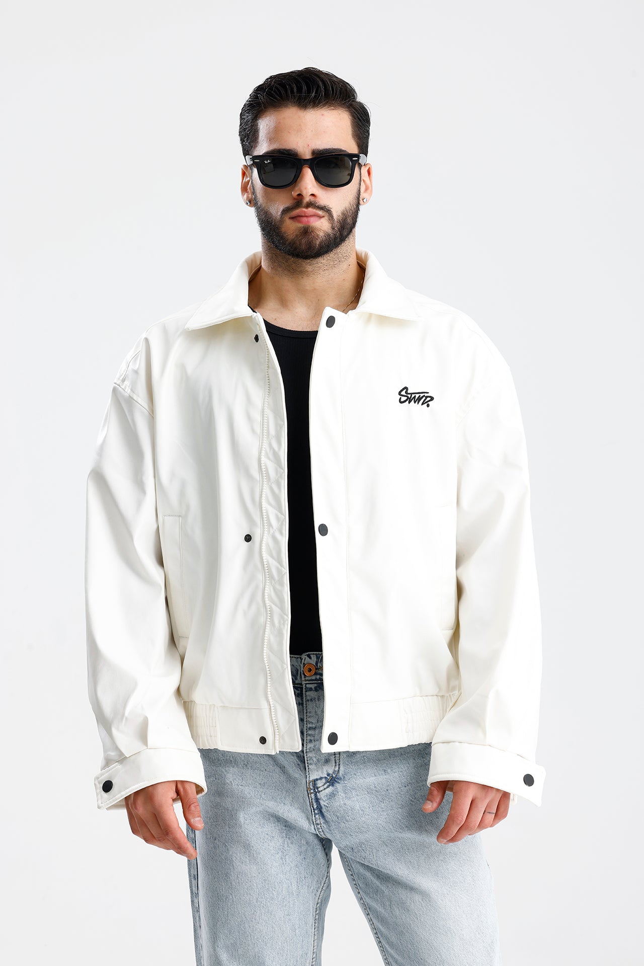 STWD Nakışlı Bomber Deri Ceket