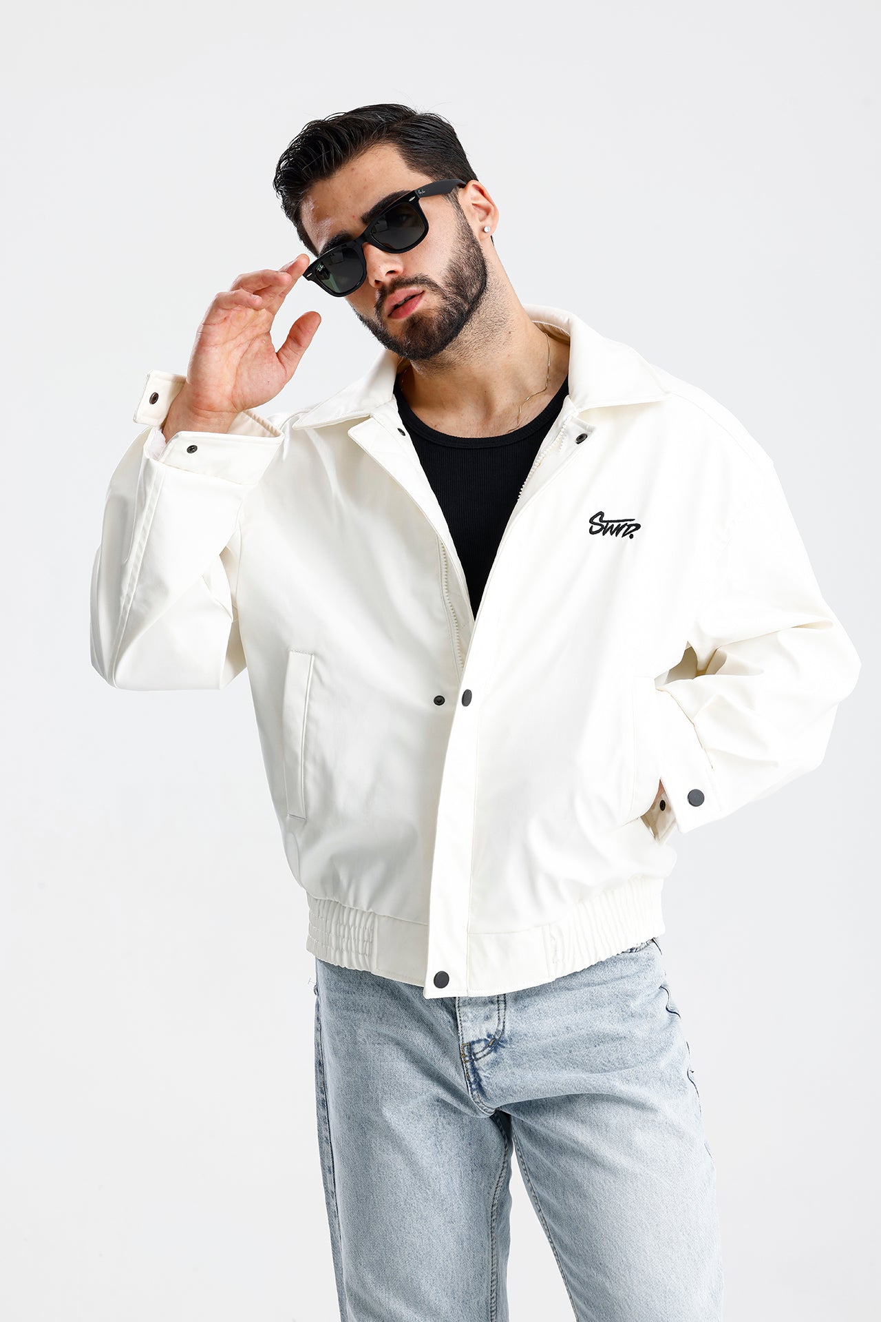 STWD Nakışlı Bomber Deri Ceket