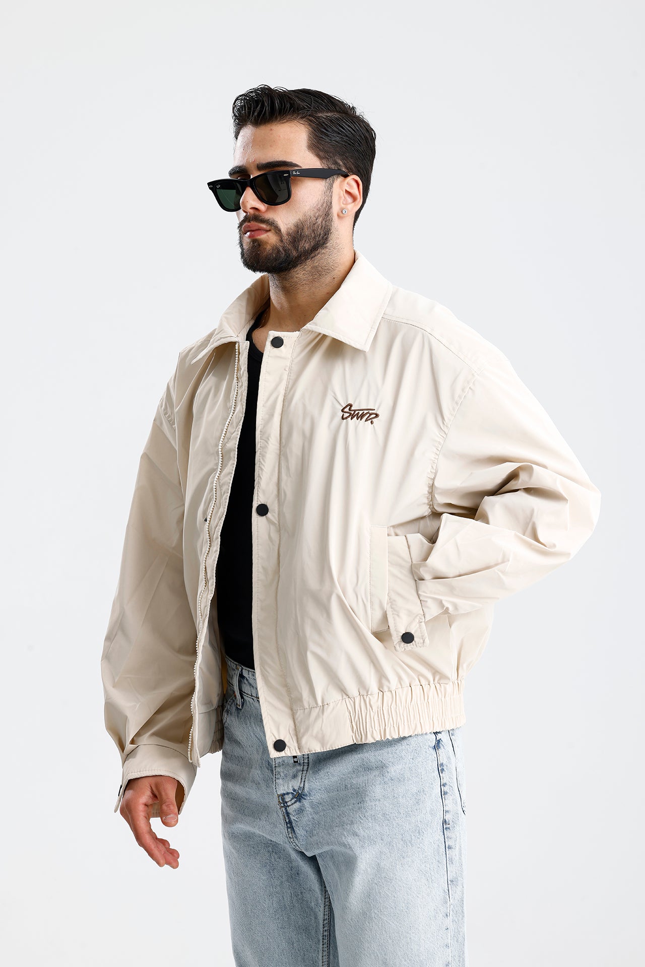 STWD Nakışlı Bomber Deri Ceket