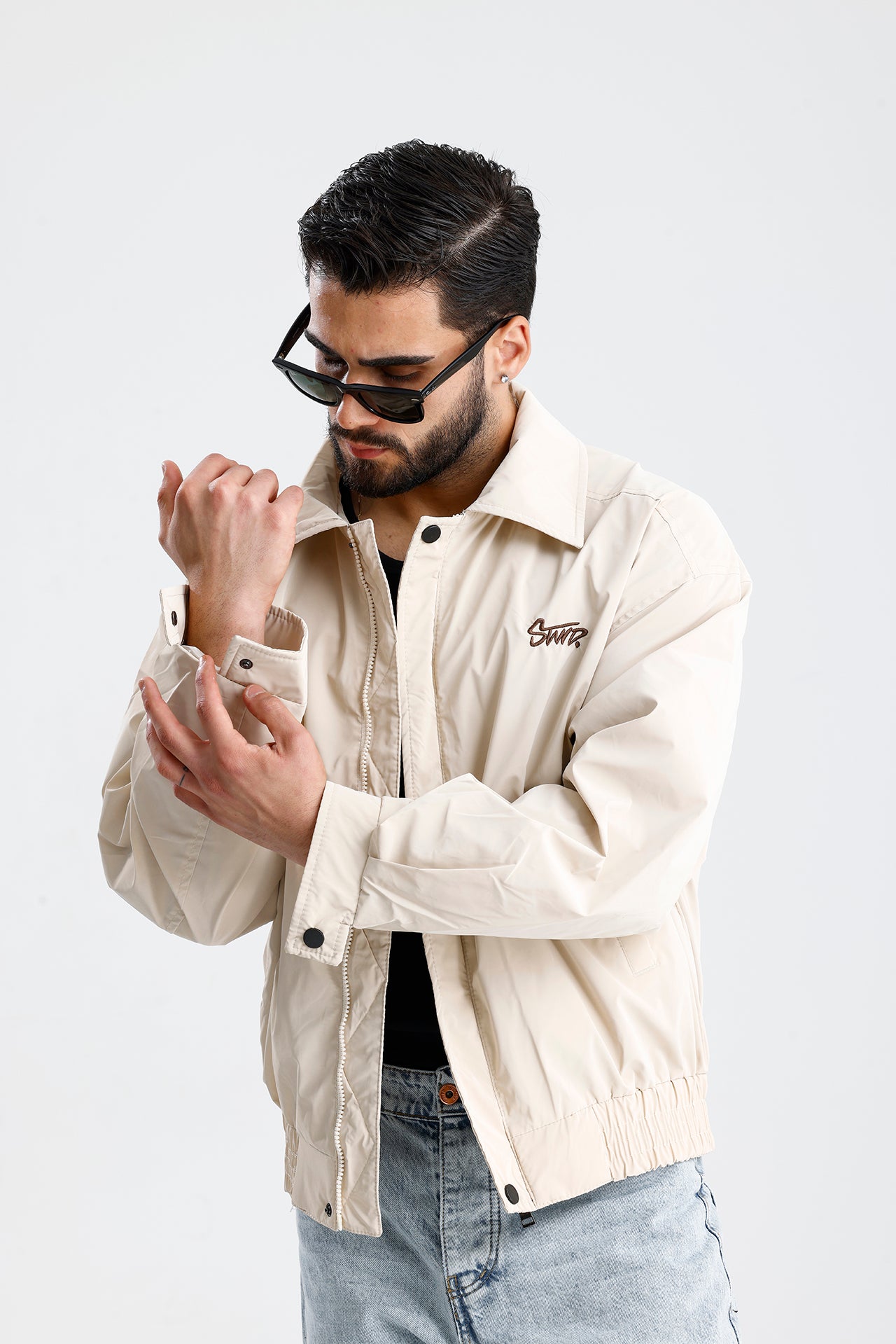 STWD Nakışlı Bomber Deri Ceket