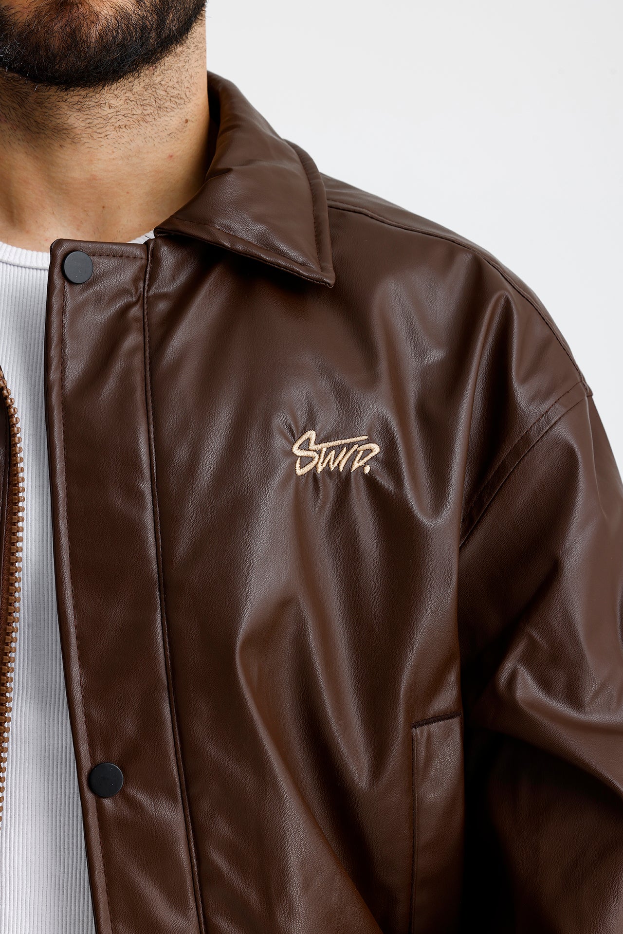 STWD Nakışlı Bomber Deri Ceket