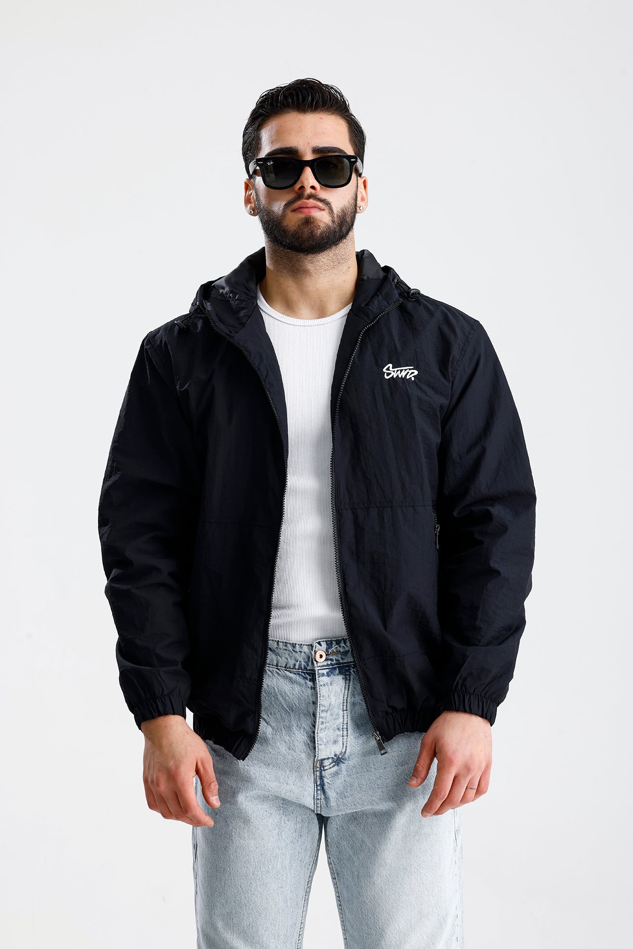 STWD Nakışlı Oversize Yağmurluk Ceket