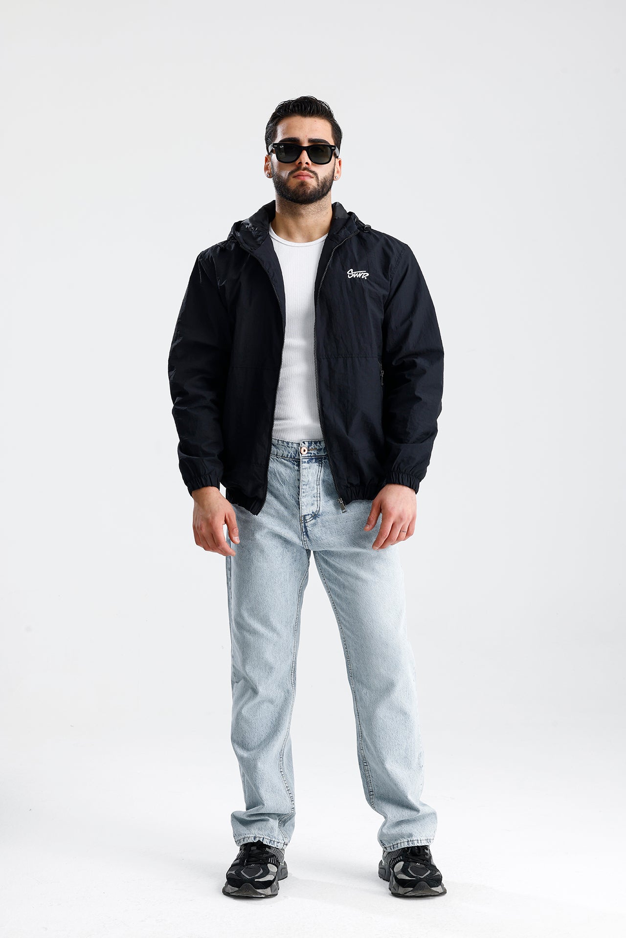 STWD Nakışlı Oversize Yağmurluk Ceket