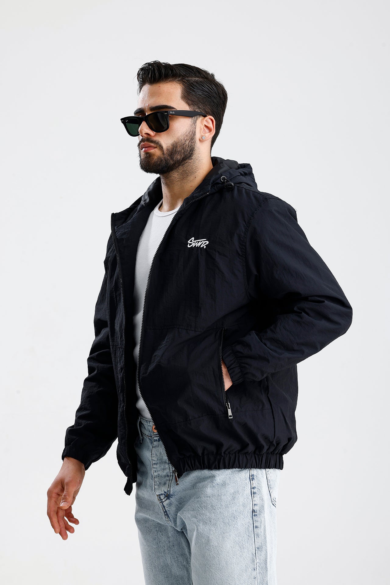 STWD Nakışlı Oversize Yağmurluk Ceket