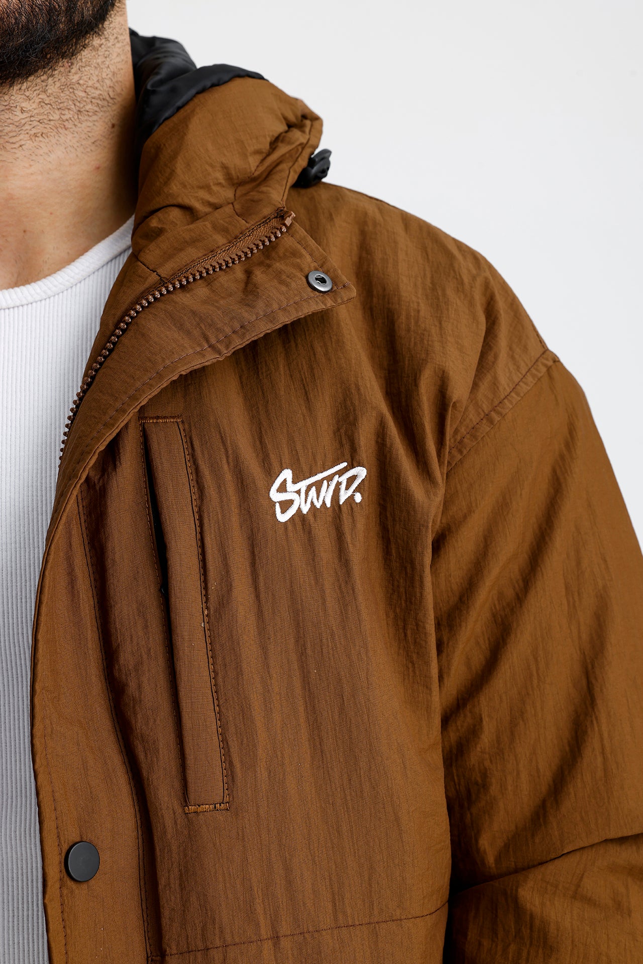 STWD Nakışlı Oversize Yağmurluk Ceket