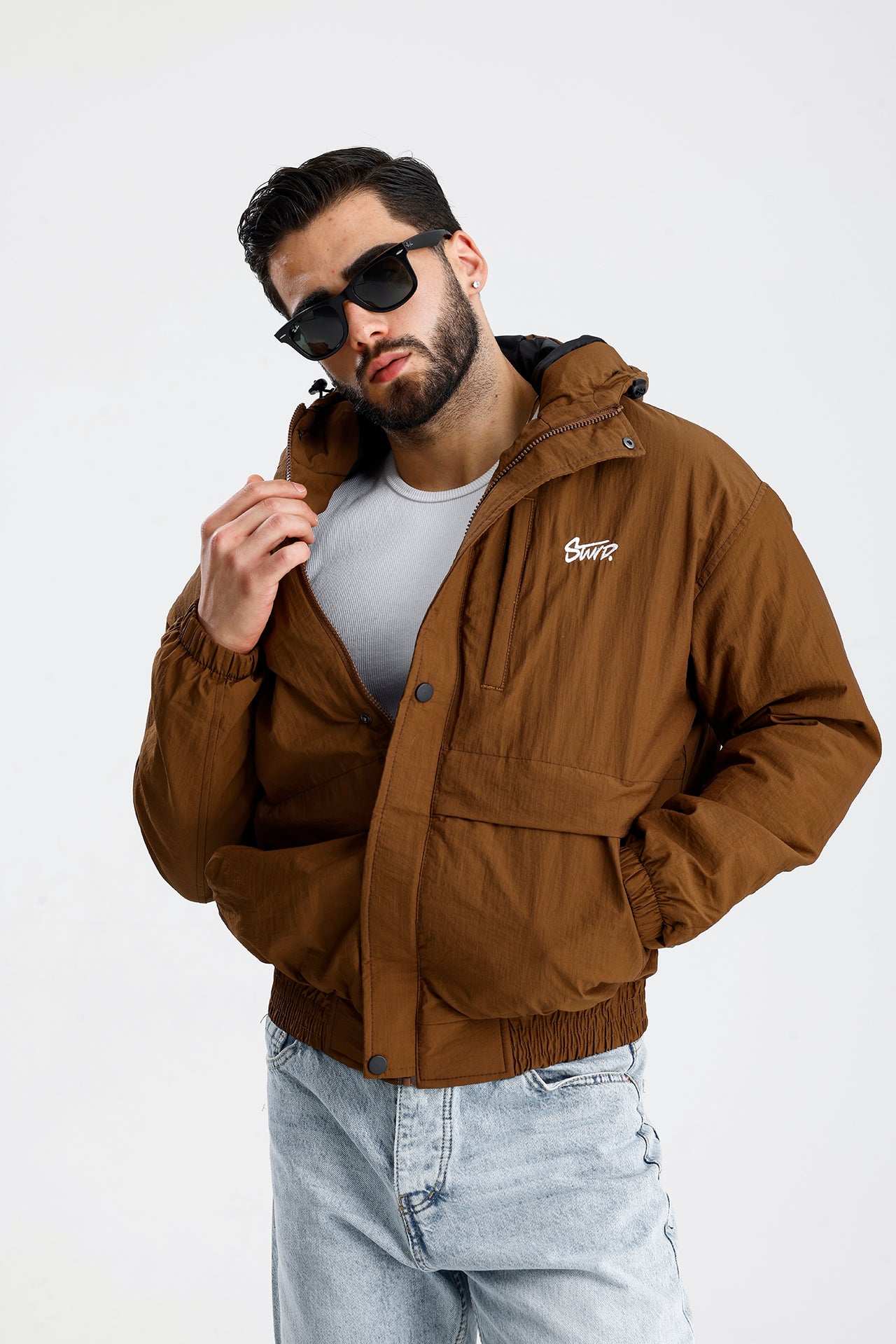 STWD Nakışlı Oversize Yağmurluk Ceket