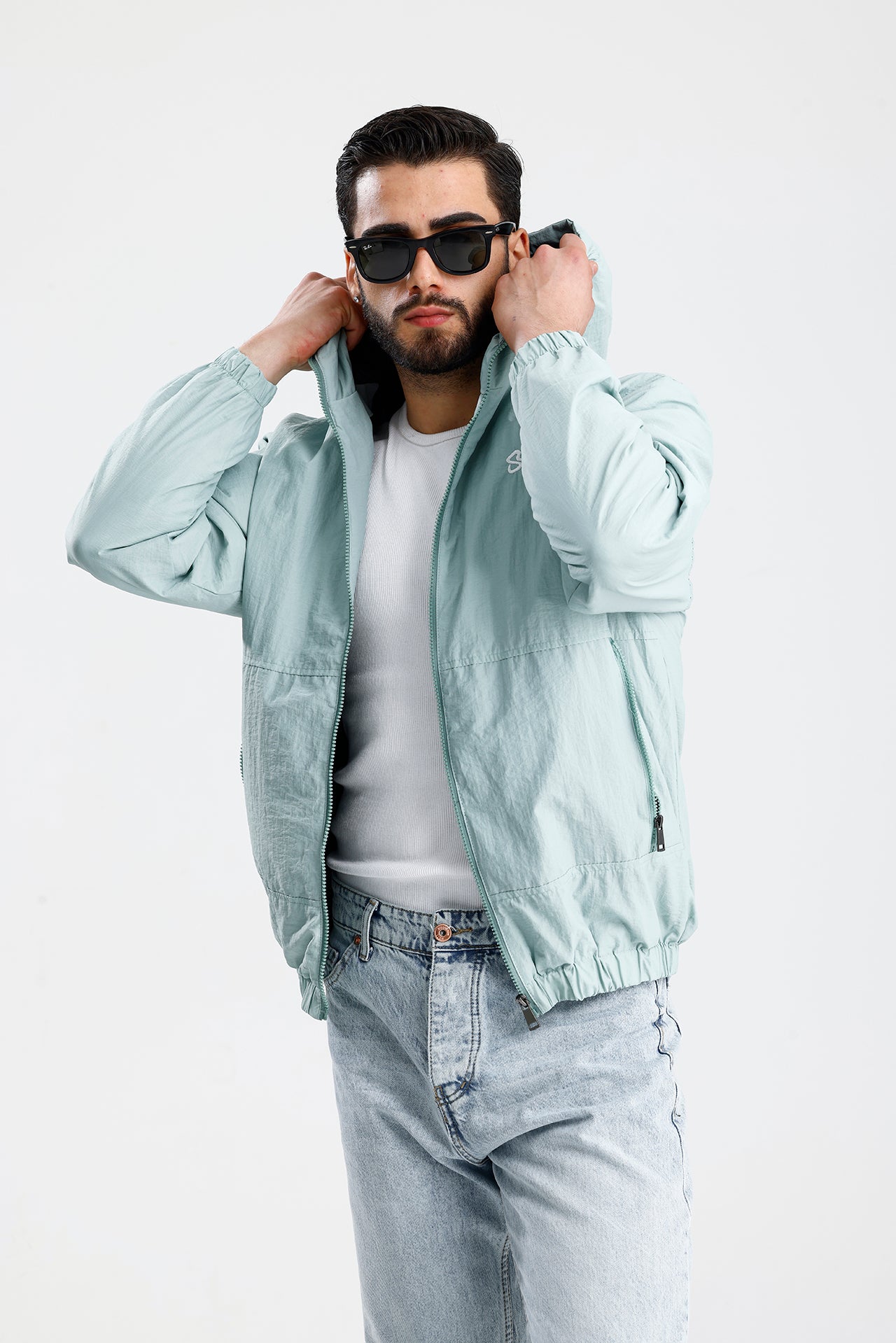 STWD Nakışlı Oversize Yağmurluk Ceket