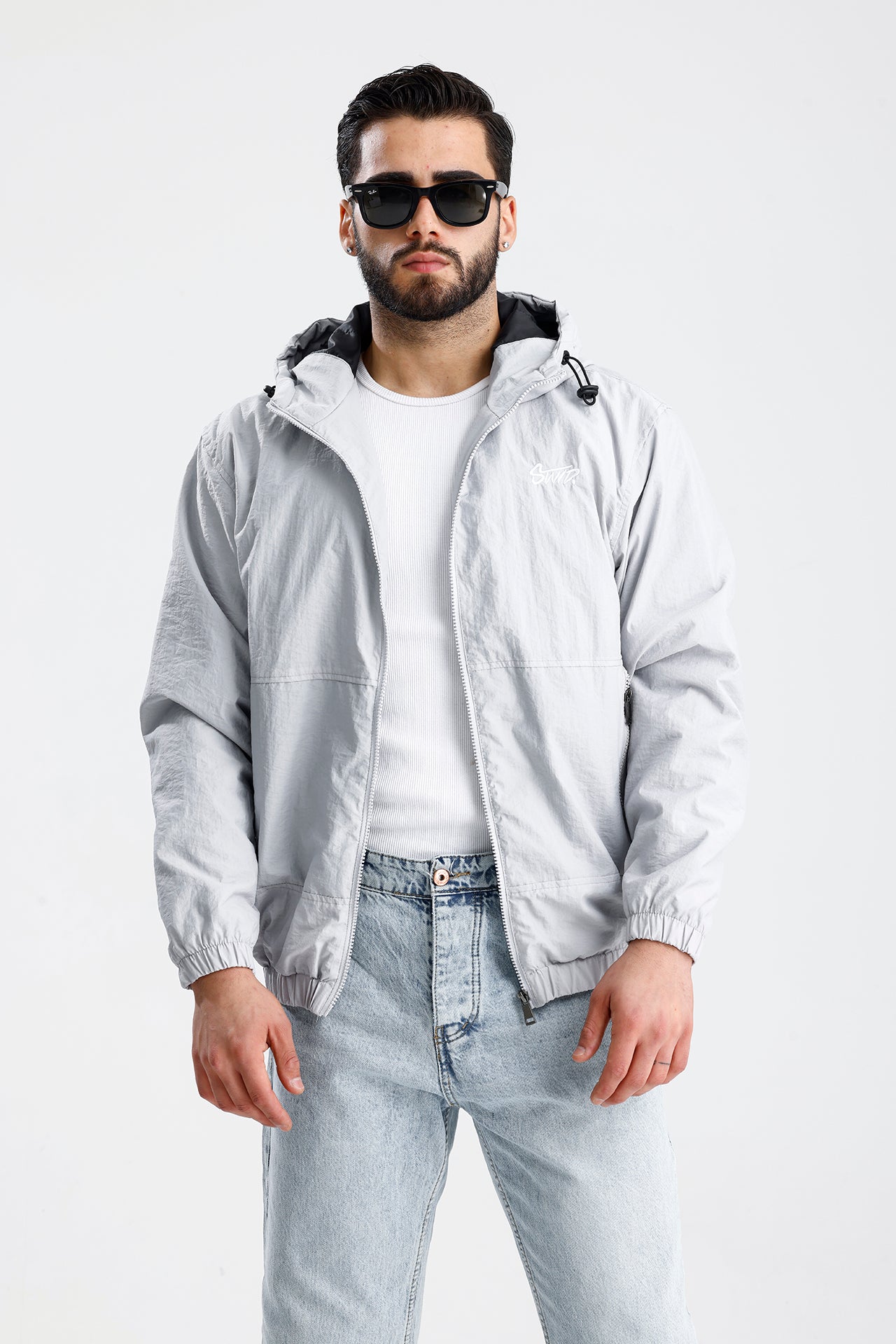 STWD Nakışlı Oversize Yağmurluk Ceket