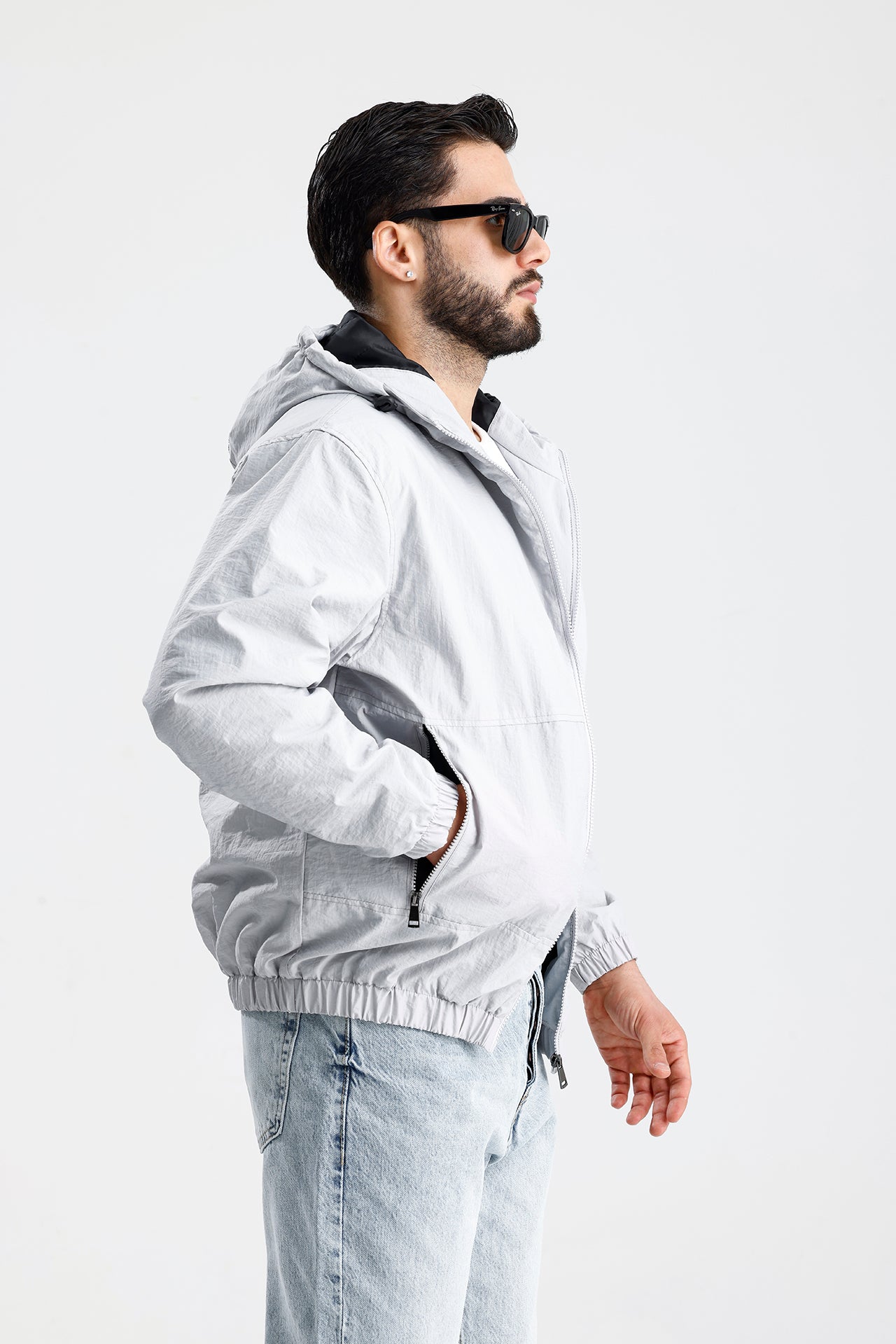 STWD Nakışlı Oversize Yağmurluk Ceket