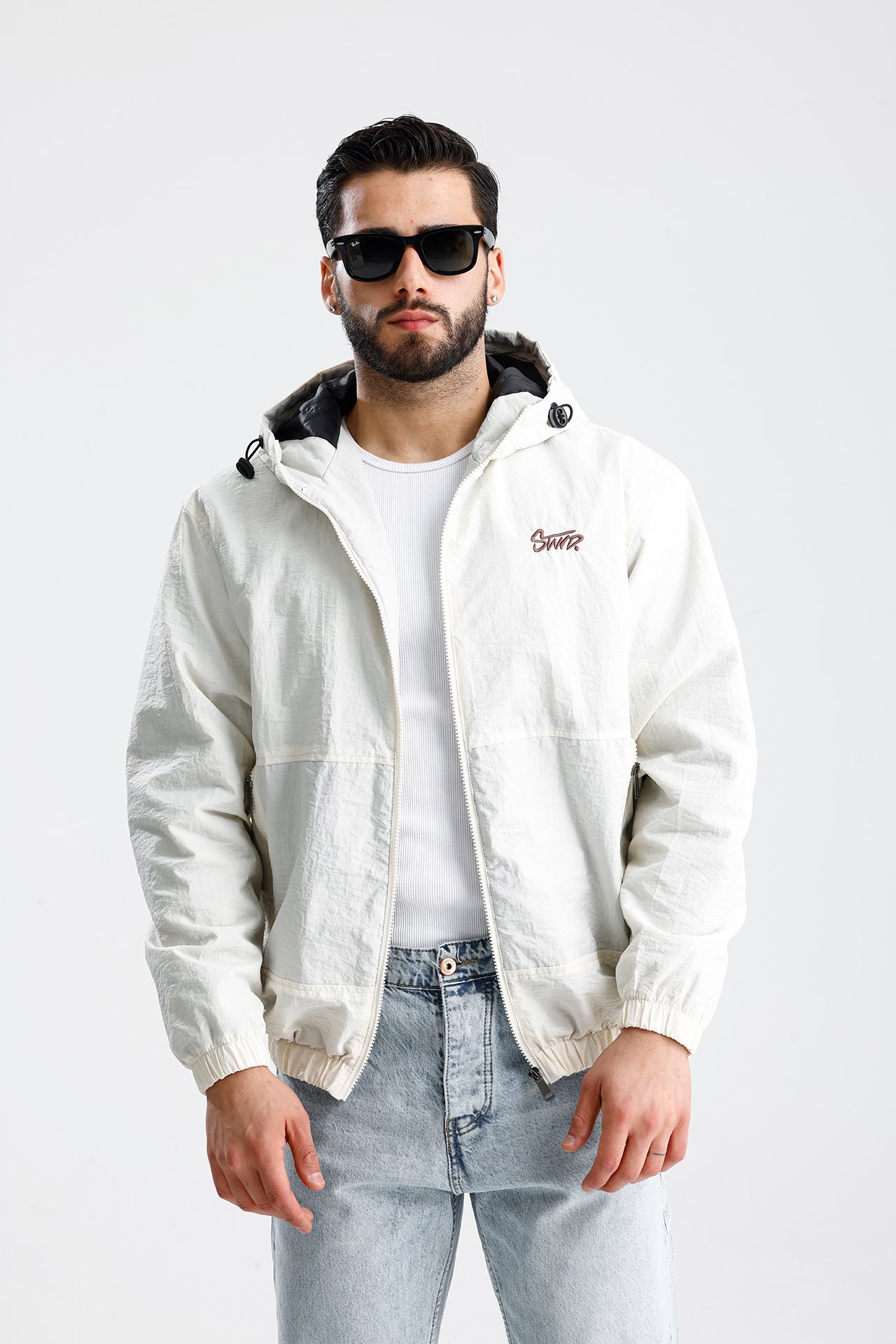 STWD Nakışlı Oversize Yağmurluk Ceket