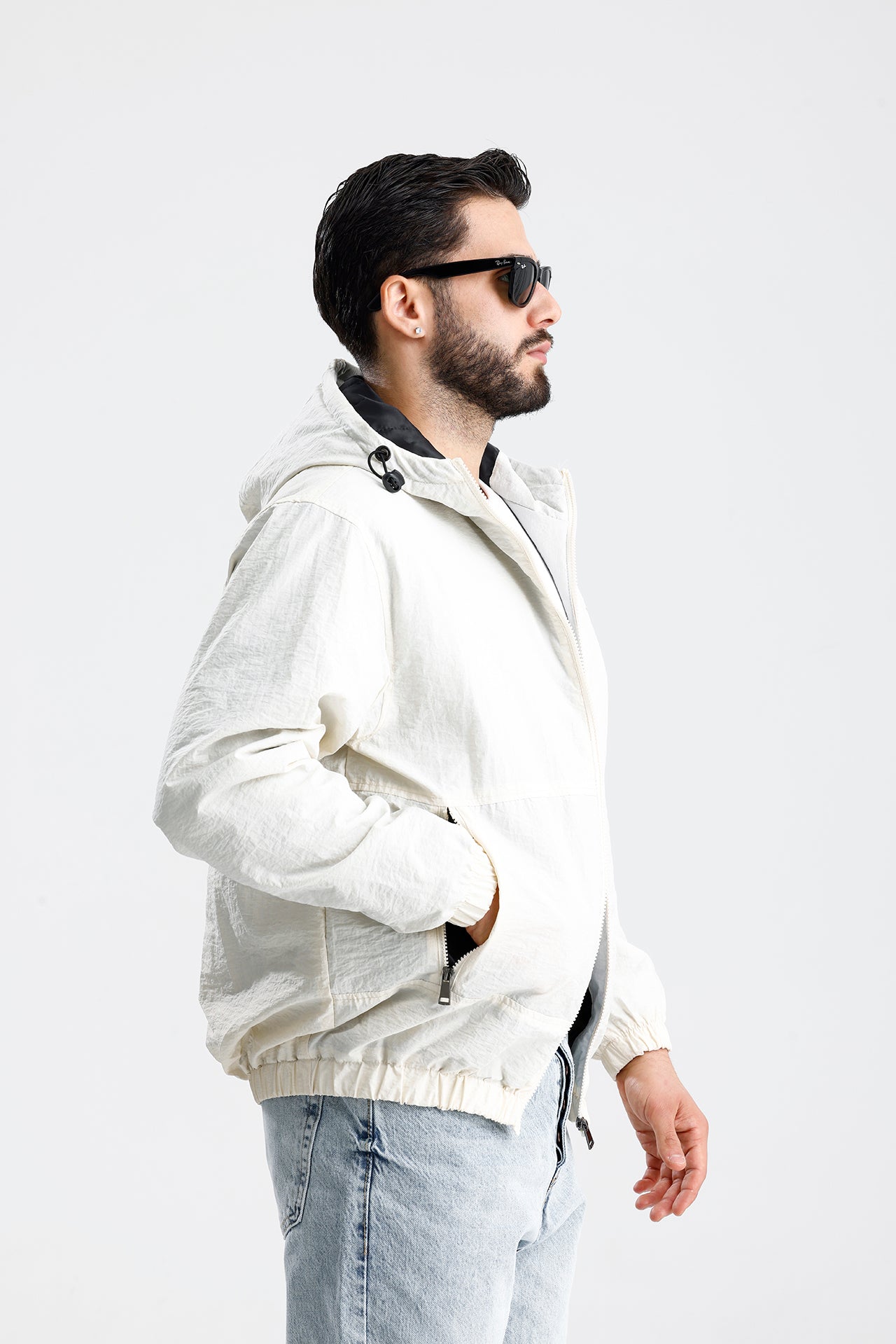 STWD Nakışlı Oversize Yağmurluk Ceket